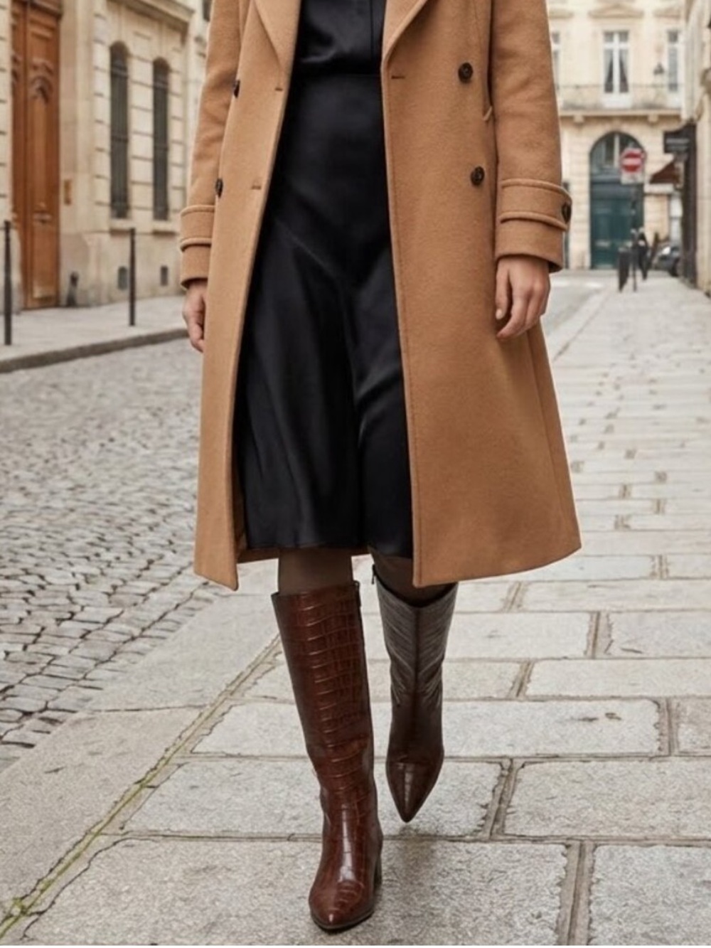 Gianni Bini Brown Croc-Textured Over-the-Knee Boots